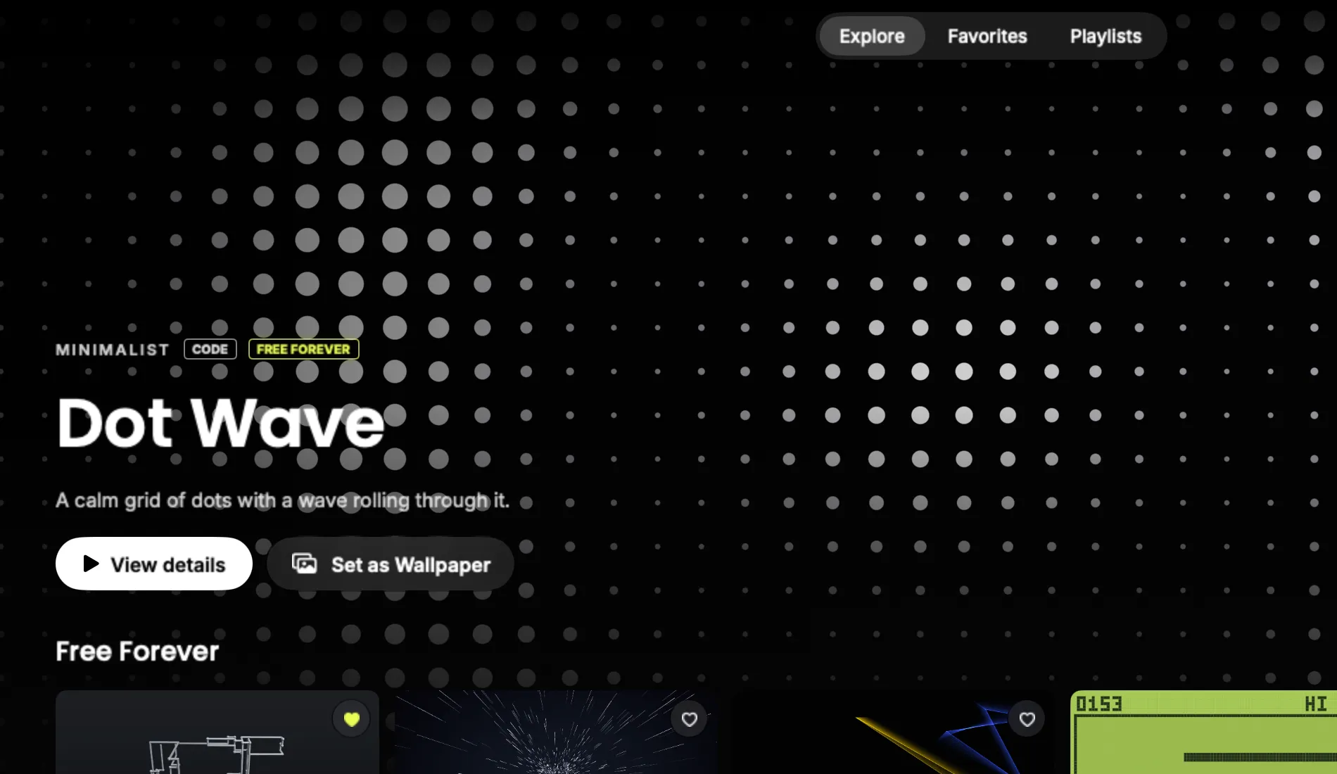 The Explore tab of the SCRNSVRS app