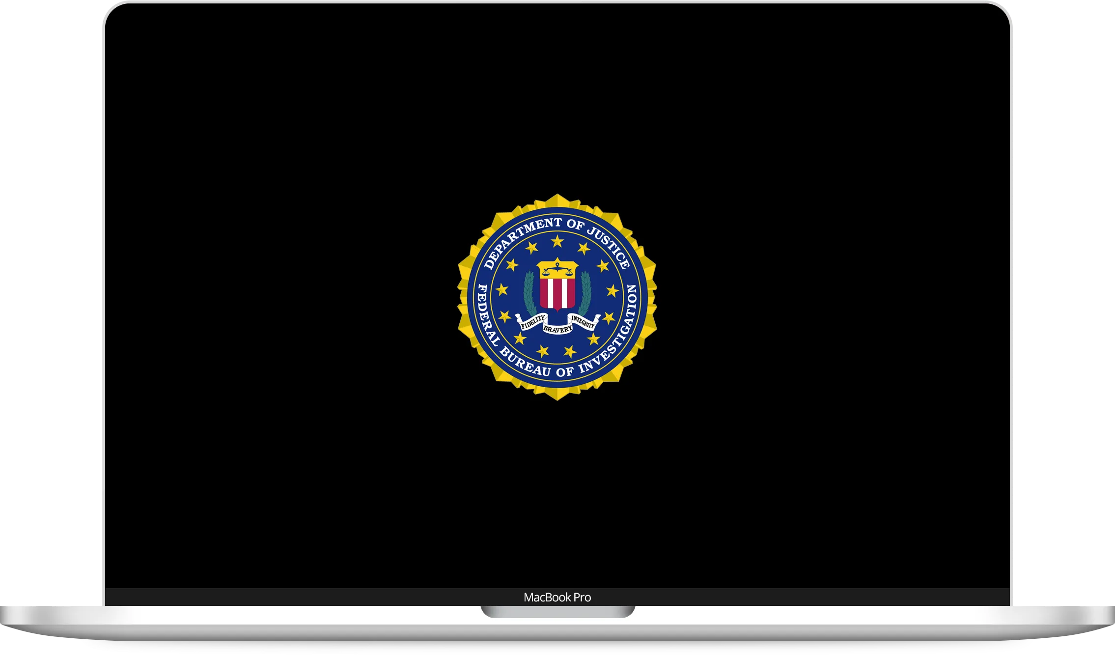 FBI Warning running on a MacBook
